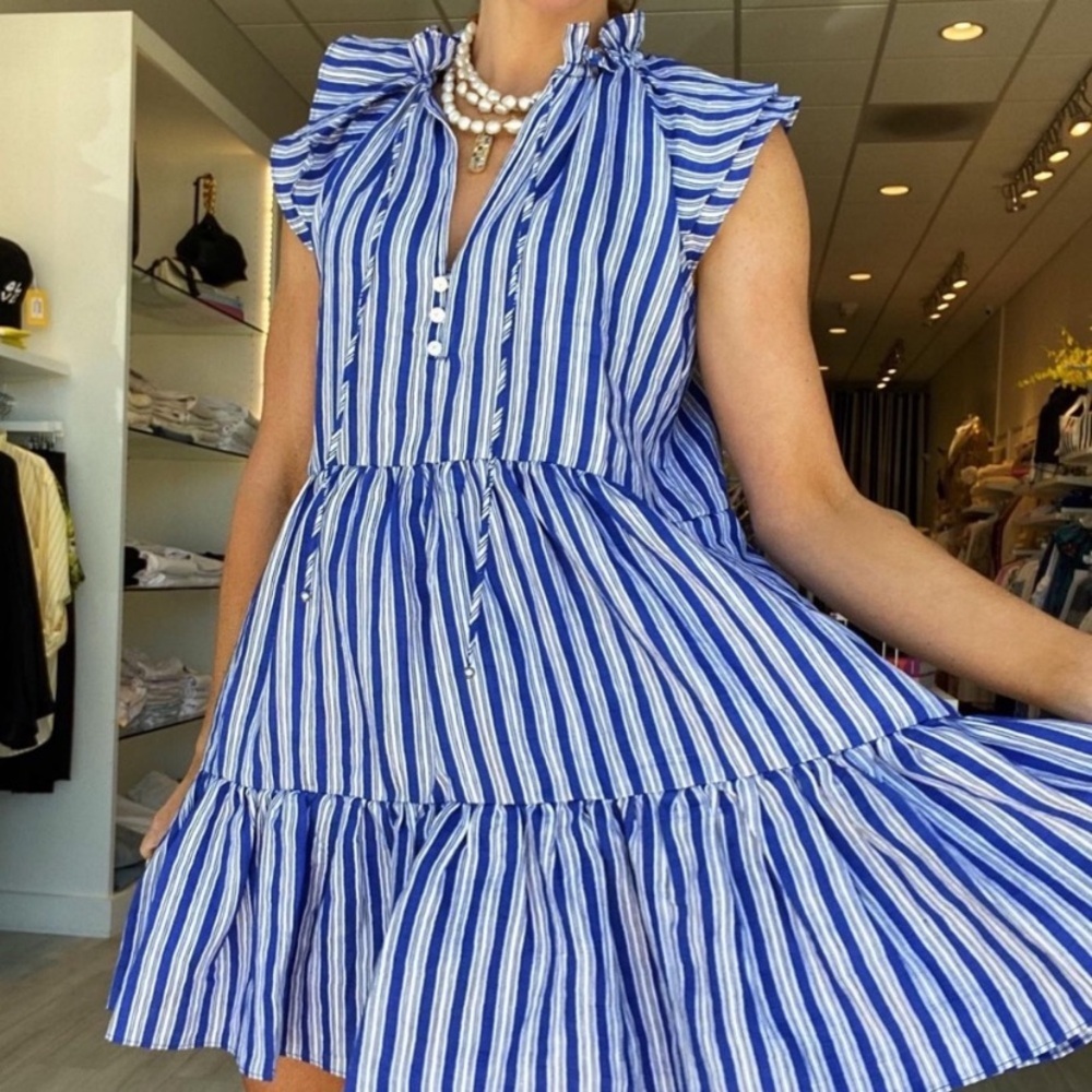 Veronica Beard- Zee Dress in Cobalt Stripe - Picture 10 of 11